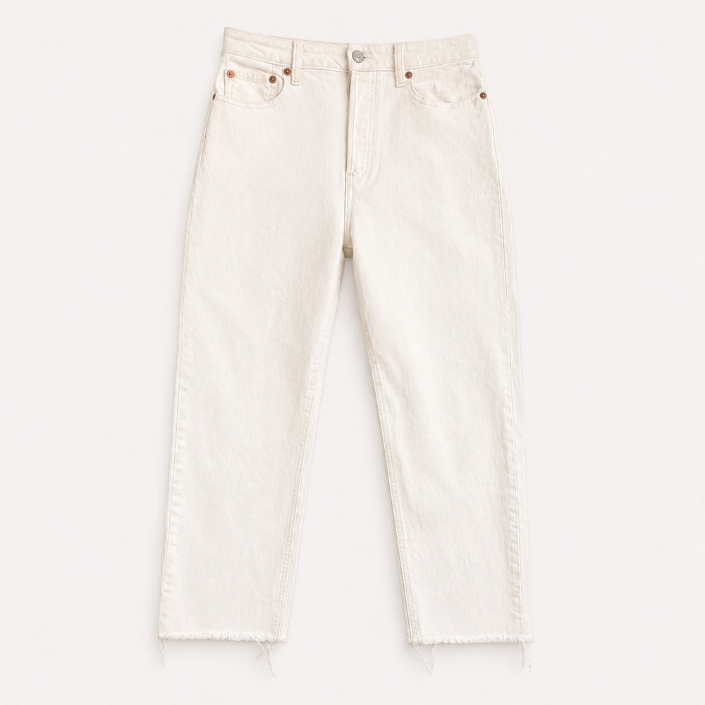 Gap Denim Curvy Cheeky Straight Raw Hem Ecru White Jeans 27